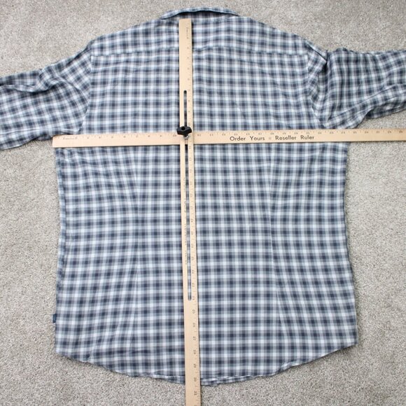 John Varvatos Shirt Men XL Gray Plaid Wire Collar & Cuffs 100% Cotton L/S Button - Picture 10 of 13